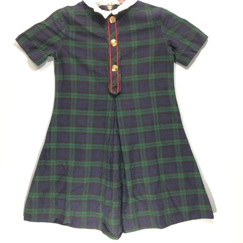 VINTAGE LITTLE GIRL SUZANNE BLUE AND GREEN PLAID DRESS
